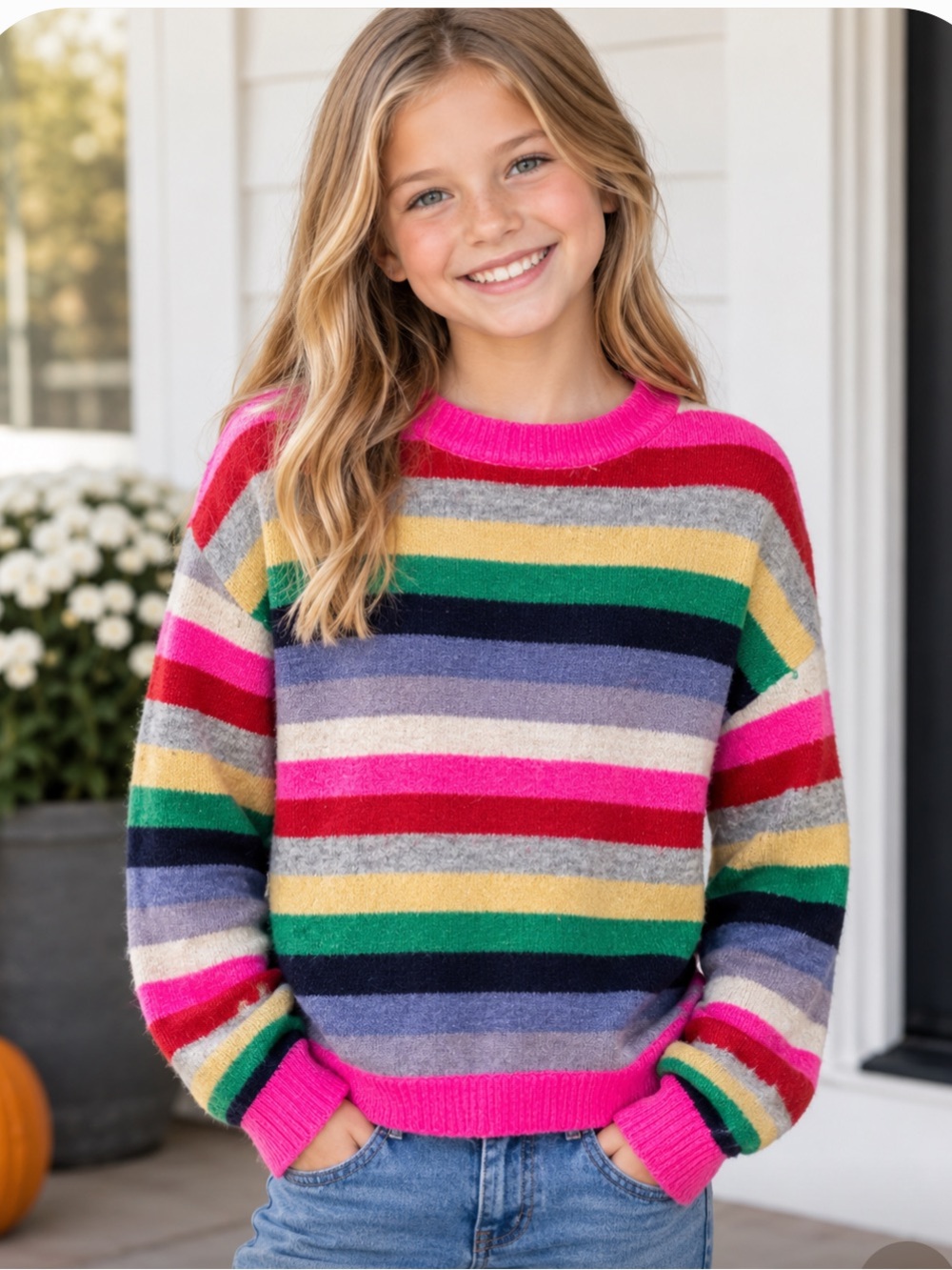 GAP Kids Striped Sweater in Pink & Multicolor Like New